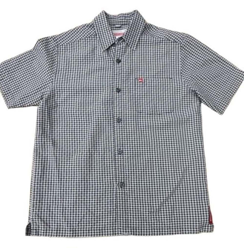 Quiksilver Boys M/M 12-14 Black White Checkered Short Sleeve Button Down Shirt